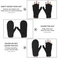 thumbnail image 3 of Women's Gloves Fingerless Mittens - Ladies Gloves Winter Warm Knit Fingerless Gloves Wool Mittens Flap Cover Texting GlovesBlack+Pink, 3 of 4