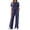 AA-Navy, variant on QATAINLAV Two Piece Sets for Women Summer Workout Outfits Mock Neck Short Sleeve Tees Tops and Side Slits Wide Leg Pants Matching Sweatsuit Navy S