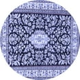 thumbnail image 1 of Ahgly Company Machine Washable Indoor Round Medallion Blue Traditional Area Rugs, 4' Round, 1 of 4