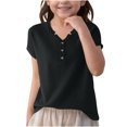 thumbnail image 1 of Posijego Girls Spring Sweaters 2025 Knit Short Sleeve Button V Neck Shirt Casual Pullover Sweater Tops for Kids, 1 of 5