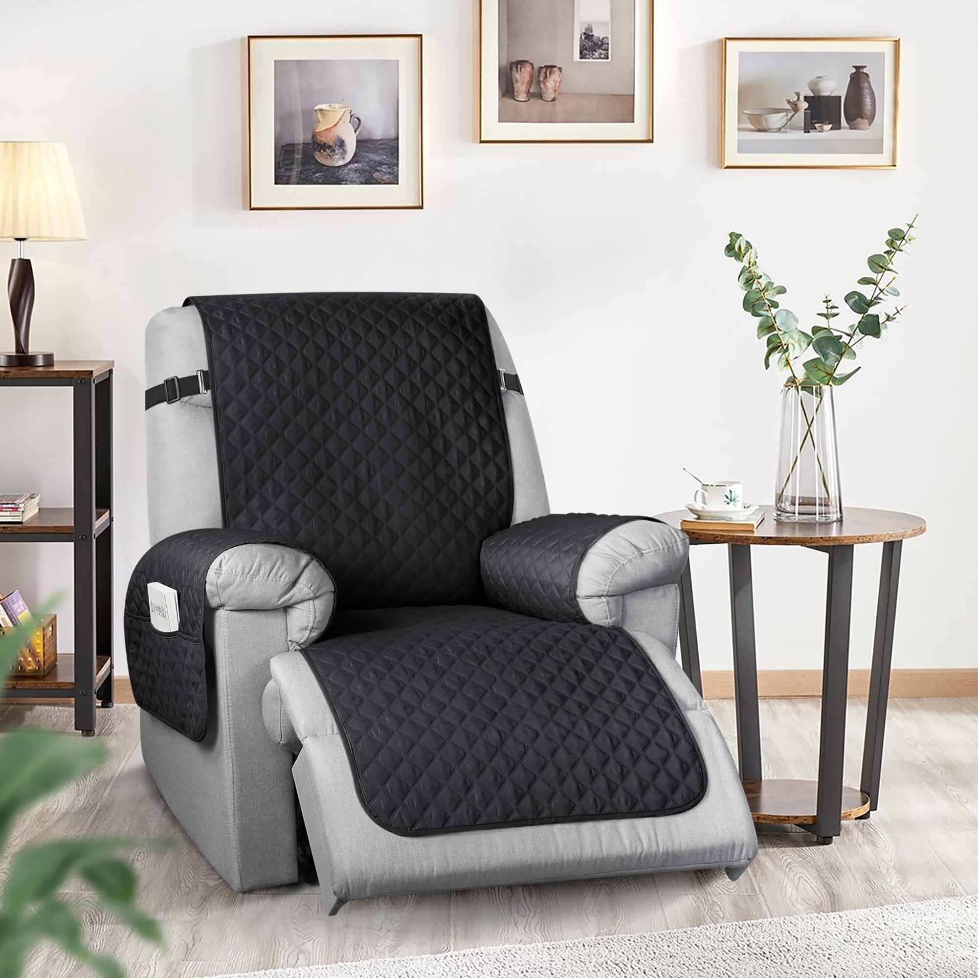 TAOCOCO Non Slip Recliner Chair Cover Sofa Slipcover Waterproof Washable Pet Cover Recliner Black 23
