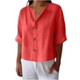 thumbnail image 2 of mfyjkho Tops De Tallas Grandes, Camisetas Holgadas Que Combinan Con Todo Para Mujer Tops Con Cuello En V Y Botones Para Mujer Tops De Tallas Grandes Xl, 2 of 6