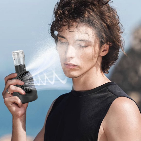 JMYHOAM Portable Handheld Spray Fan Computer Mobile Desktop Spray Fan Big Wind USB Charging Mute Motor Spray Small Fan Hanging Type Humidification Atomization Fan Fans on Clearance