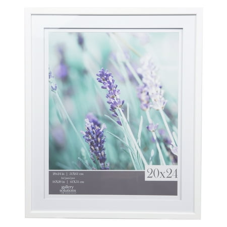 Gallery Solutions 20x24 White Wood Frame with Double White Mat For 16x20