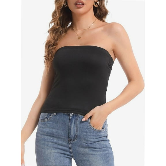Women's Solid Casual Summer Ruched Side Double Layered Tube Top