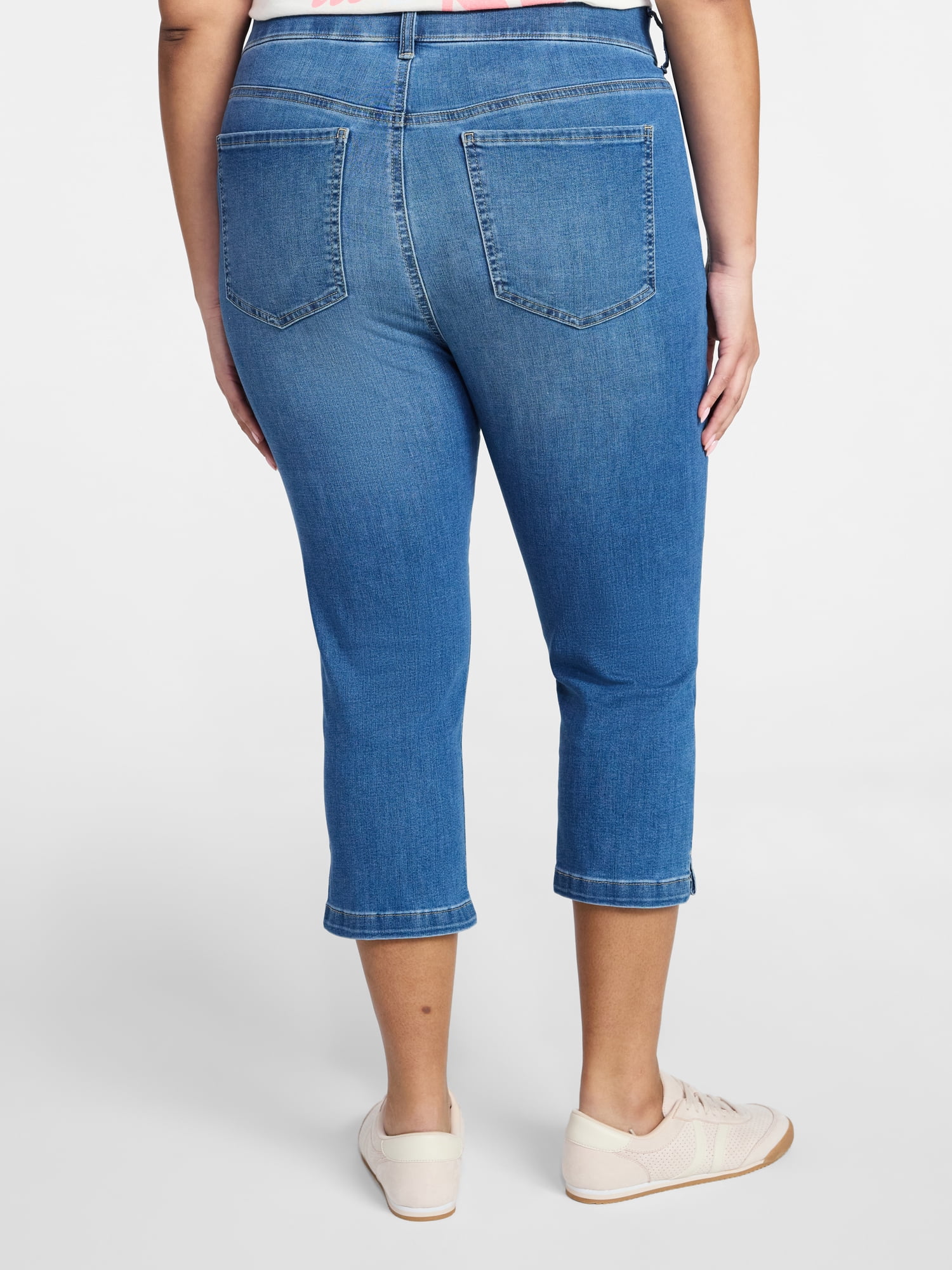 Terra & Sky Women's Plus Pull On Jegging Capri Pants with Control Panel, Sizes 0X-5X