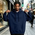 thumbnail image 2 of Delconic Men's Fleece Pullover Hoodie Loose Fit Ultra Soft Hooded Sweatshirt With Pockets Navy XL, 2 of 7