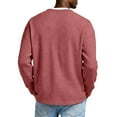 thumbnail image 5 of Men's Fashion Waffle Henry Shirt Long Sleeve Crewneck Textured Knit Pullover Loose Casual 1/4 Button Tops Wine L, 5 of 7