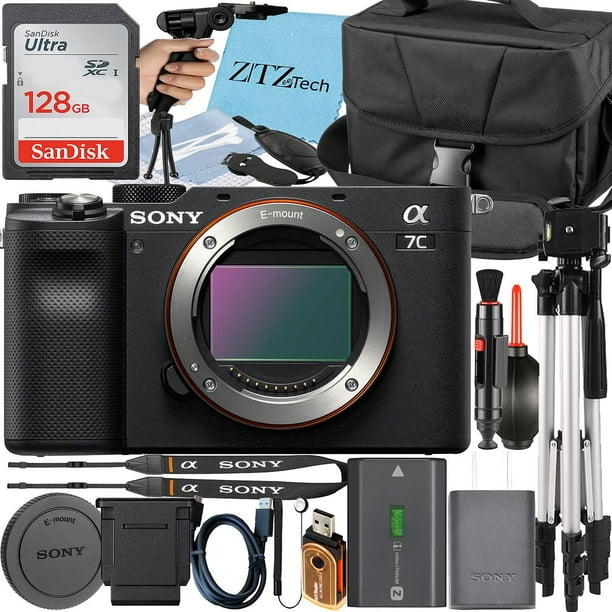 Sony a7C Mirrorless Full Frame Camera Alpha 7C Interchangeable Lens Body  Only Black ILCE7C/B Bundle with Deco Gear Case + Extra Battery + Flash +