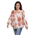 thumbnail image 6 of Women's Plus Size Shirt Printed Lady Long Sleeve V-Neck Loose Fit Blouse Top, 6 of 7