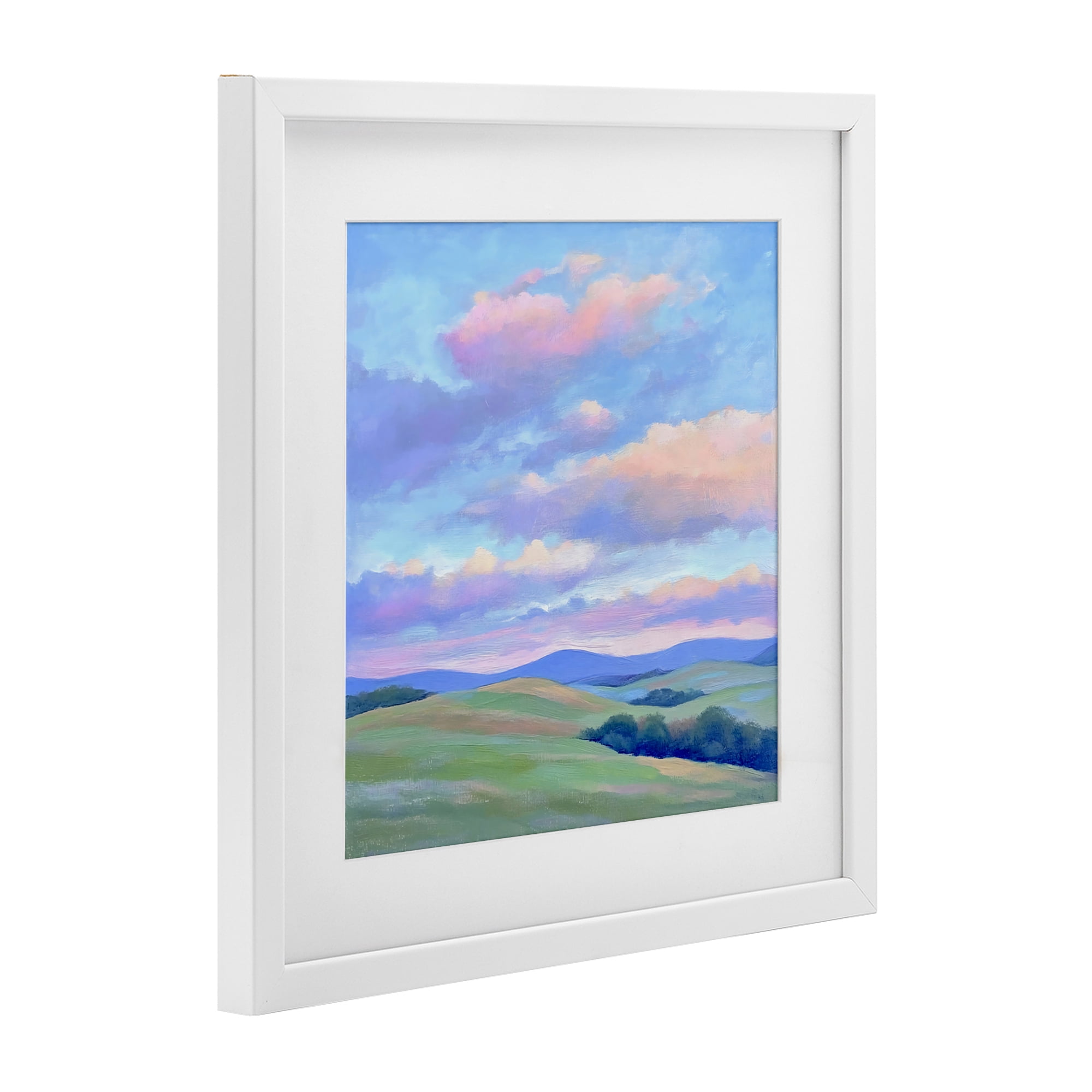 Stupell Industries Rolling Hills with Soft Sunset White Framed Print Under Glass, design by Creative Studio