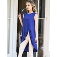 thumbnail image 3 of DARING DIVA Women's High Low Hem Crew Neck Sleeveless Tunic Top Royal Blue M, 3 of 7