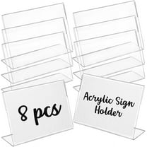 8Pcs 4.72 x 3.14 Inches Plastic Sign Holder Clear Photo Frames Plastic Picture Flyer Holder L Shaped Display Stand Vertical Slanted Back Stand Up Sign Holder