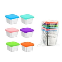 6x1.6/2.4 Oz Condiment Containers with Lids,Salad Dressing Container To Go,Small Reusable Stainless Steel Sauce Containers For Lunch Boxes Picnics Travel Meal Prep Kitchen Storage (6PC-1.6oz)