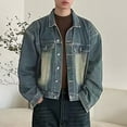 thumbnail image 2 of XFYSSS Men's Solid Color Casual Denim Button Pocket Jacket Fashionable Long Sleeve Hoodless Denim Outwear & Jackets Men Coat, 2 of 6