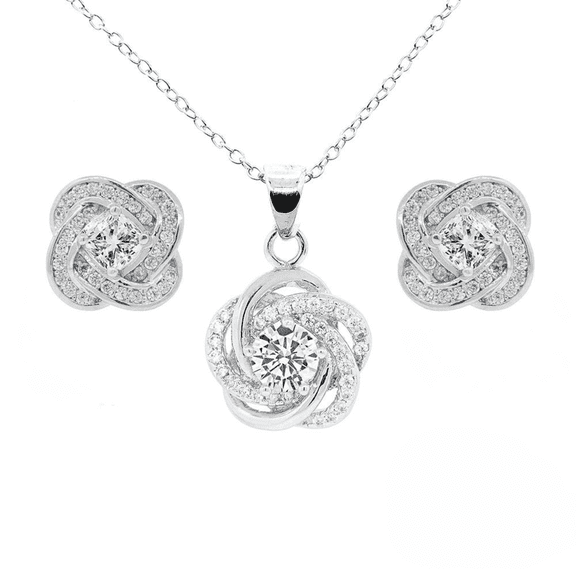 Cate & Chloe Stella 18k White Gold Plated Jewelry Set with Simulated Diamond Crystals Gift for Women