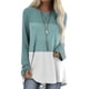 thumbnail image 3 of Camiseta de mujer de manga larga, cuello redondo, color en contraste, algodón, azul cielo, XL Scienceny AP000711-15, 3 of 7