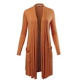 thumbnail image 1 of A2Y Women's Lightweight Open Front Pocket Long Length Long Sleeve Rayon Spandex Cardigan Copper 3XL, 1 of 5