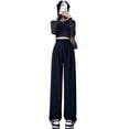 thumbnail image 2 of Pantalones de traje de verano para mujer, pantalones casuales rectos con colgante de alta calidad, pantalones pequeños de seda de hielo con pierna ancha, 2 of 2