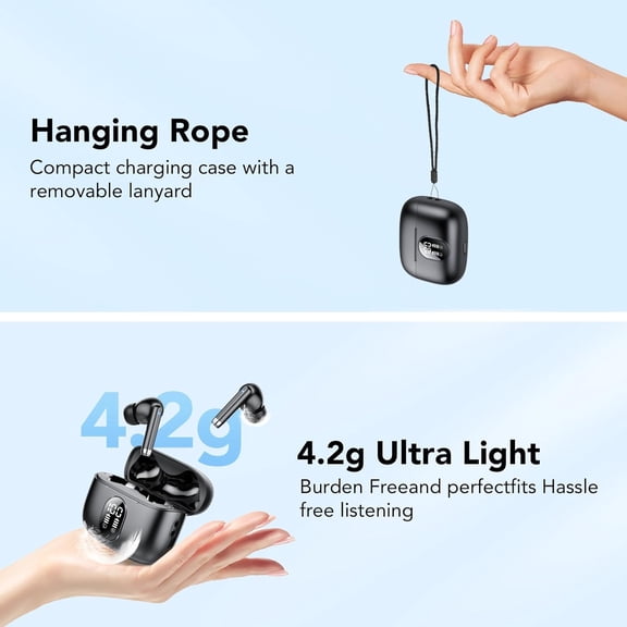 MINSUI-2026 New Wireless Earbuds, Bluetooth 5.4 Headphones HiFi Stereo with 4 ENC Mic, 40H Mini Ear Buds in-Ear Noise Cancelling Earbuds with LED Screen, Light Bluetooth Earphones for Android iOS, Bl