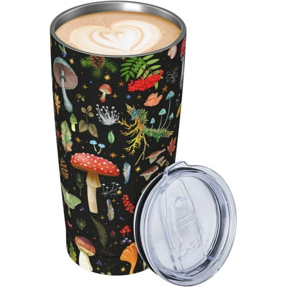 Mushroom Mug Cup Mushroom Tumbler Mushroom Gifts 20oz Coffee Mug Insulated Travel Cup With Leakproof Lid, Stainless Steel Reusable Tumbler For Hot And Cold Water Coffee Tea