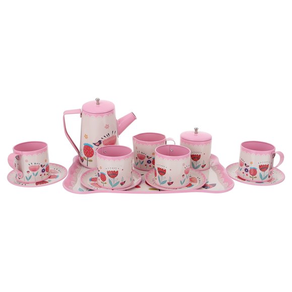 MasteelfCA 1 Set Girls Tea Party Set Afternoon Tin Teapot Set Kids Kitchen Pretend Play Toys