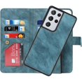 thumbnail image 6 of Compatible with Samsung Galaxy S21 Ultra 5G Wallet Case,[6 Card Slots] [Wrist Strap] [Stand Feature] Detachable 2 in 1 Magnetic Zipper Leather Cover Case for Samsung S21 Ultra 5G,6.8 inch Blue, 6 of 15