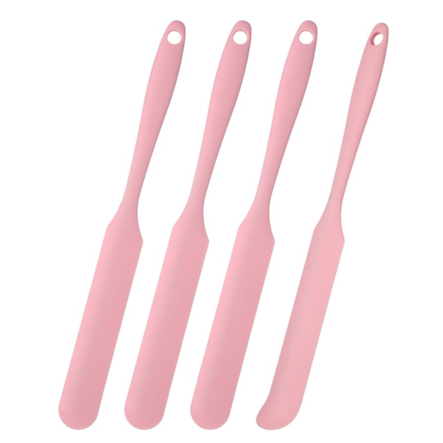 4Pcs Espátula de Silicona para Tarros, Espreador de Mermelada Resistente al Calor para Tarros, Botellas, Herramientas de Cocina y Mezcla (Rosa Claro)