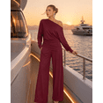thumbnail image 6 of ChicMe Two Piece Sets for Women Asymmetric Ruched One Shoulder Long Sleeve Pullover Tops with Wide Leg Pant Tracksuit Black-S, 6 of 9