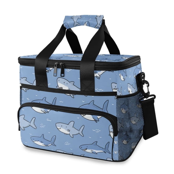 Happy Sharks Portable Cooler Lunch Box Reusable Insulated Lunch Bag Leakproof 15L