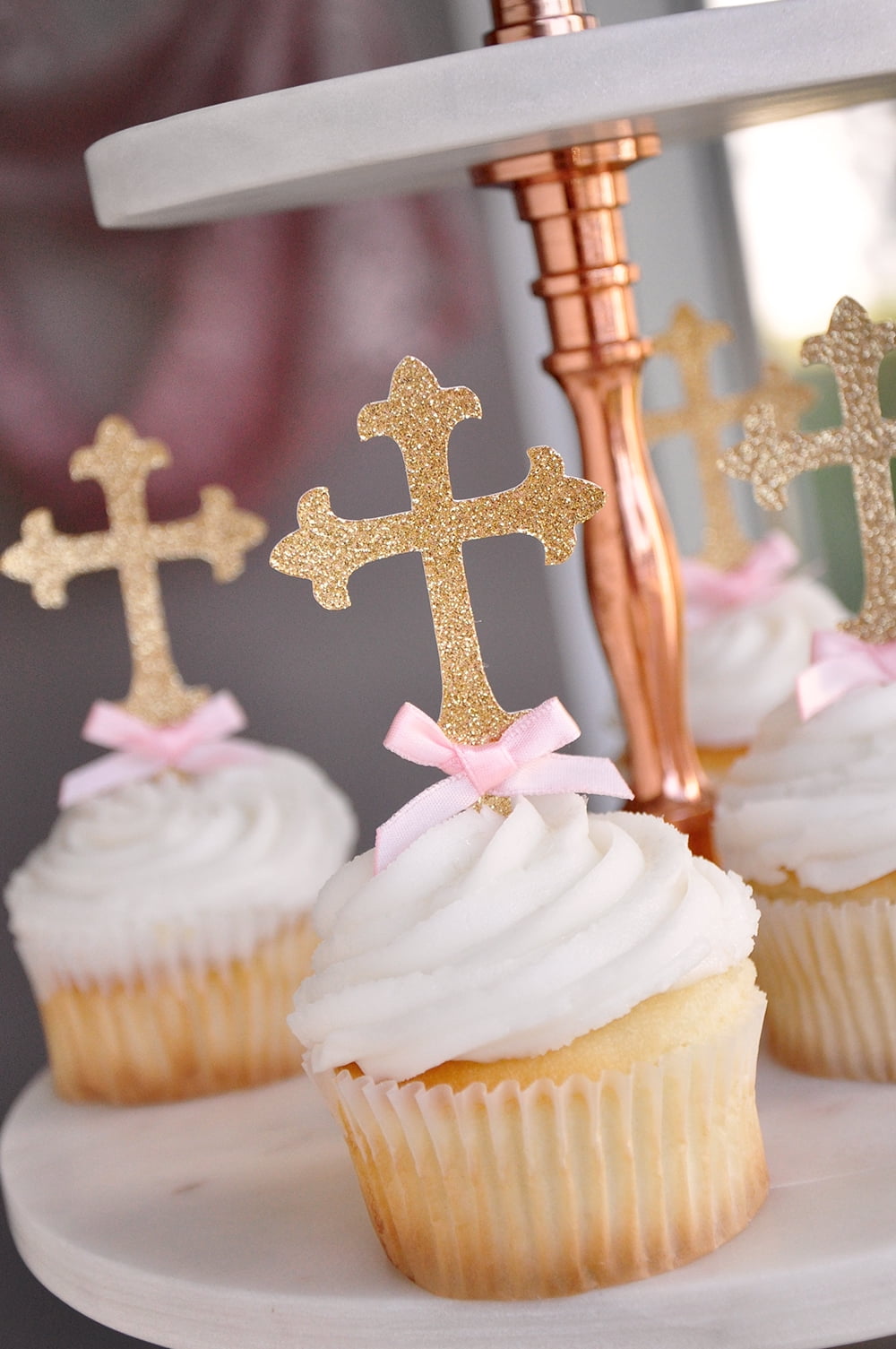 Decorations Christening Cross Cupcake Toppers 12 Ct Baptism