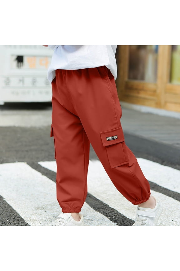 Cargo Pants for Boys, Running Elastic Waist Athletic Casual Boys Sweatpants Red Size 12-13 T