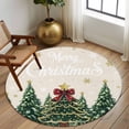 thumbnail image 2 of Round Rugs 6 Ft, Merry Christmas Non Slip Area Rugs for Kitchen Bedroom Entryway, Green Xmas Tree Snowflake Washable Carpet Runner Rug Floor Mats for Bedroom Home Decor, 2 of 9