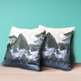 thumbnail image 4 of Amrita Sen Designs CAPL736BrCDS-ZP-20x20 20 x 20 in. Reindeer Herd Broadcloth Indoor & Outdoor Zippered Pillow - Blue, 4 of 5