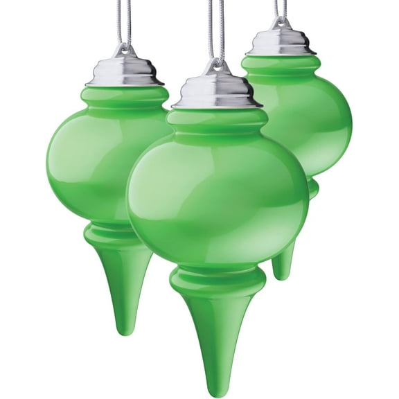 WP665-3 Battery Powered 8 Inch LED Finial Outdoor Decoration Ornaments, Pulsing Action, Dusk Sensor (Pack of 3), Light Green