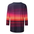 thumbnail image 4 of Ohufall Womens 3/4 Sleeve Shirts Plus Size Fashion Casual Stripe Printed Crew Neck Tops Summer Loose Comfortable Blouses for Women, 4 of 4