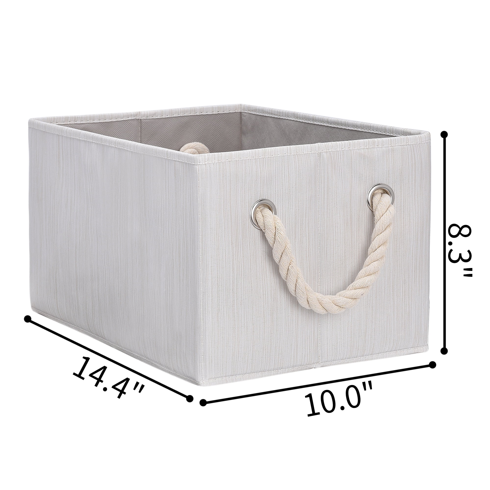 Foldable Fabric Storage Bins with Lids & Handles, Collapsible Storage Boxes  for Closet&Shelf, 3-Pack, X-Large, Ivory, 12.8''x17.1''x10.4