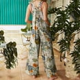 thumbnail image 3 of Fesfesfes Jumpsuit for Women Landscape Floral Printed Pocket Button Camisole Jumpsuit, 3 of 5