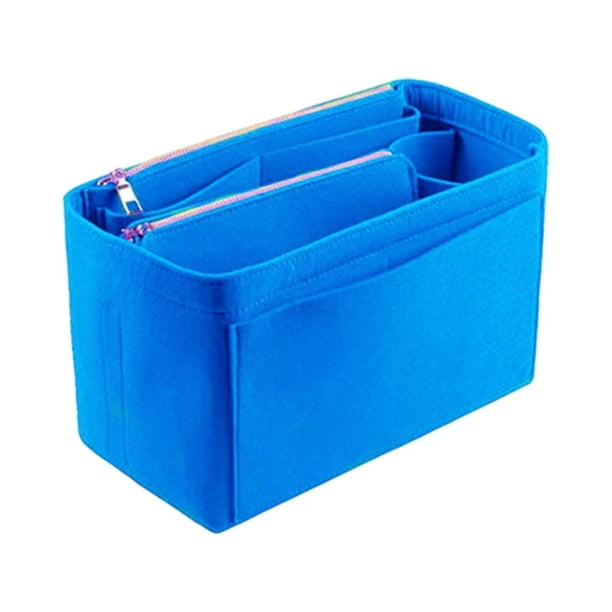 Soidarity Organizador de maquillaje multifuncional, práctico y práctico, de fieltro, bien organizado, bolsa de cosméticos de viaje, azul S Type3 NO3