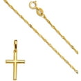 thumbnail image 4 of 14k Yellow Gold Cross Religious Pendant Charm Singapore Necklace Chain Set (16"), 4 of 4