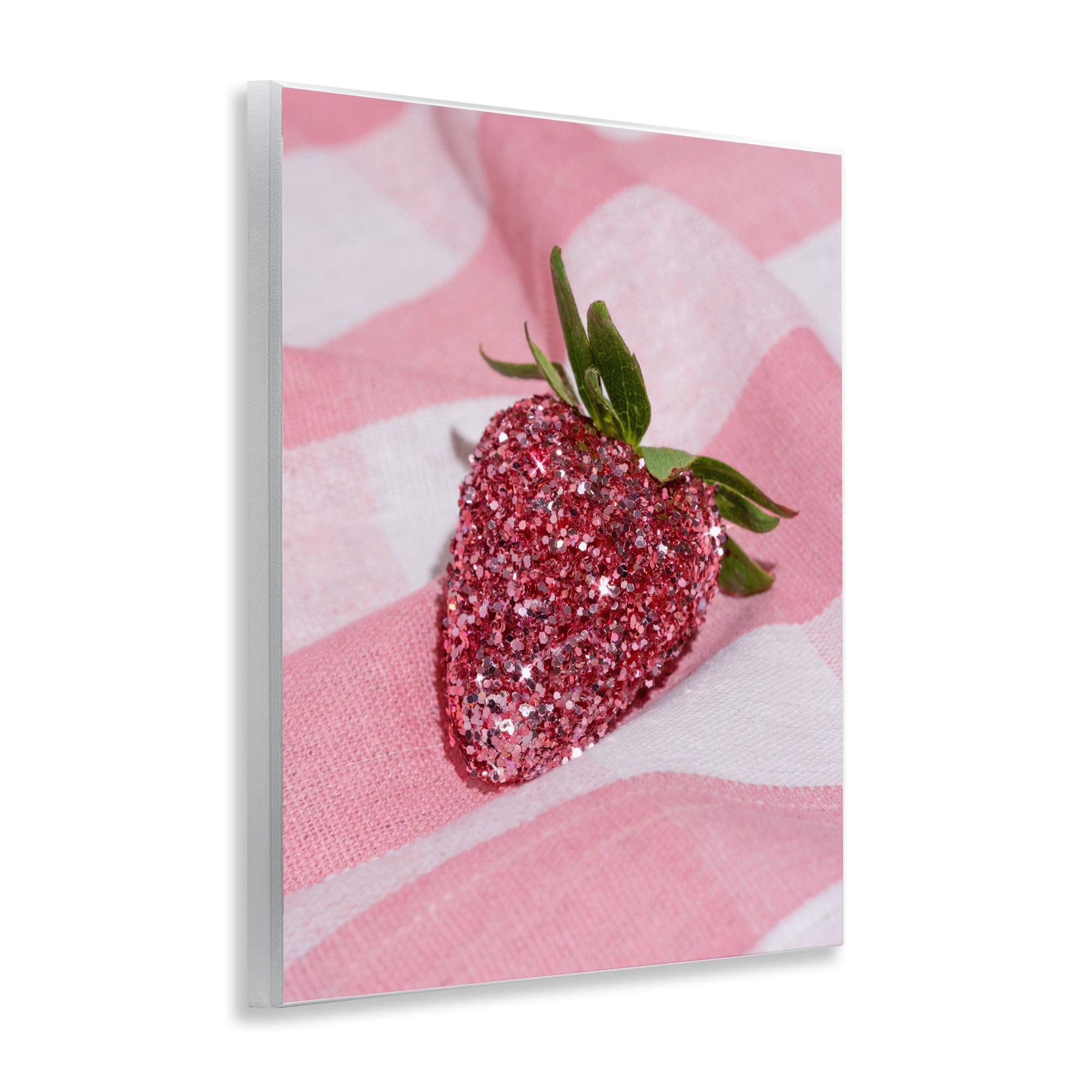 Stupell Industries Glimmer Strawberry on Pink Wall Plaque Art, design by LISH Creative