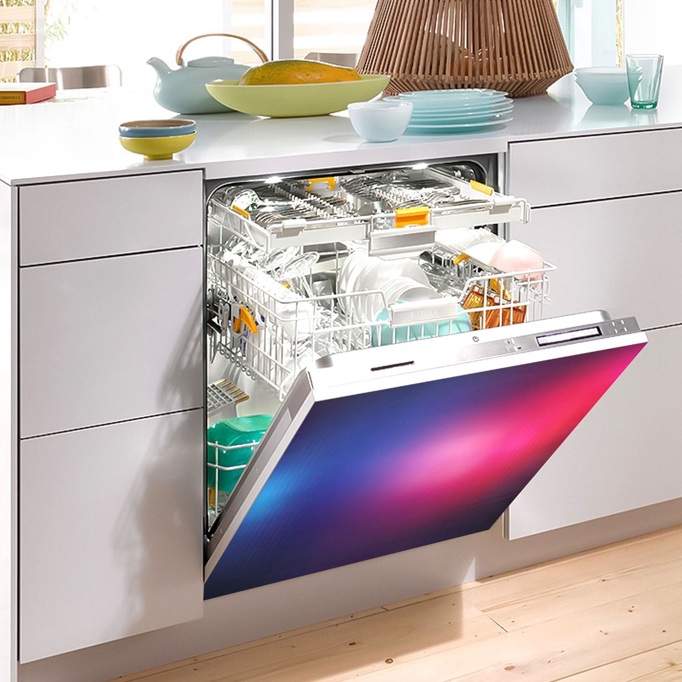 Dishwasher Magnetic Sticker 23x26 Inch Refrigerator Magnetic Sticker Washing Machine Magnetic Sticker Kitchen Panel Magnetic Sticker Home Decor Red Blue Light