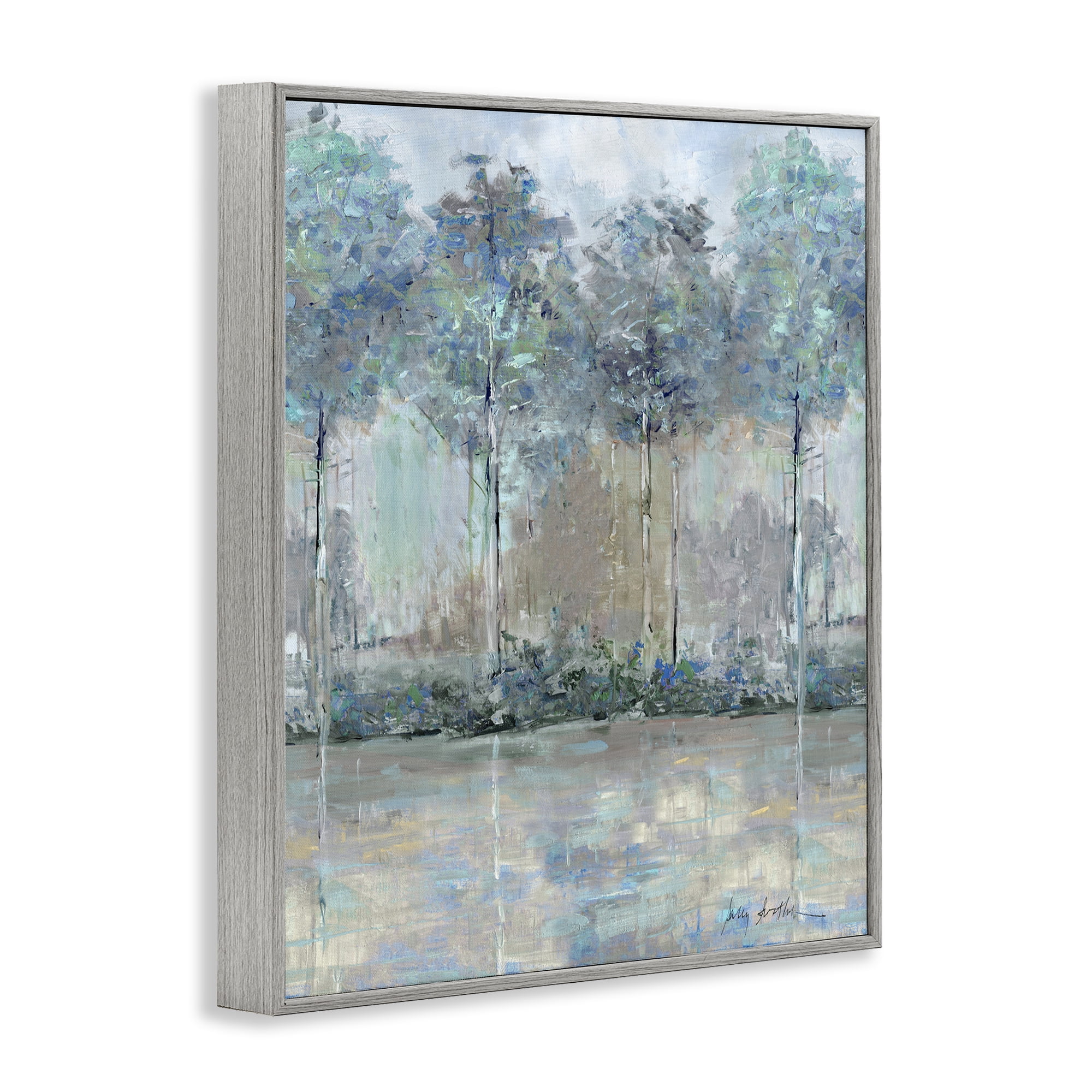Stupell Industries Subdued Impression of Trees Gray Framed Giclee Art, design by Sally Swatland