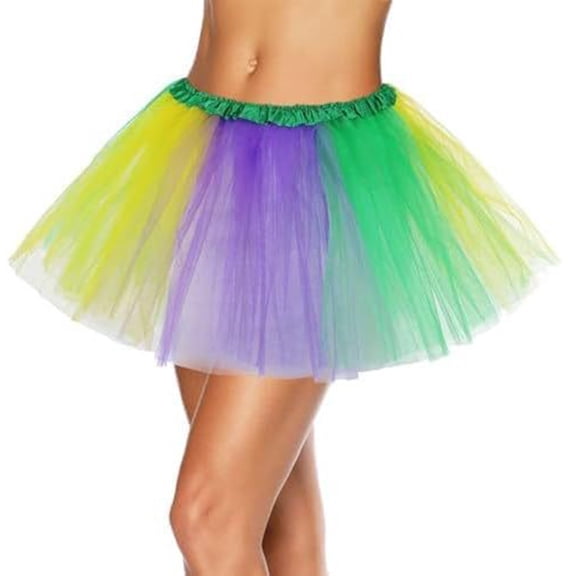 SDNall Women's Party Skirt, Tutu Skirt with Elastic Waist, Full Layered Skirt for Mardi Gras Carnival Themed Parties, Lightweight Breathable Fabric for All-Day Comfort