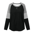 thumbnail image 6 of Yourumao Womens Crewneck Sweatshirts Color Block Lightweight Sweatshirt Striped Long Sleeve Plus Size Pullover Tops for Outdoor, 6 of 6