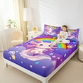 thumbnail image 4 of Manfei Cartoon Kawaii Axolotl Twin Sheet Sets,Purple Glitter Print Twin Fitted Sheet,Galaxy Stars Fantasy Flat Sheet For Girls Teens,Ultra Soft Home Decor,3pcs, 4 of 7