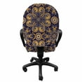 thumbnail image 3 of Mandala Office Chair Slipcover, Eastern Revival Curlicues Leaves and Rich Flora, Protective Stretch Decorative Fabric Cover, Standard Size, Yellow Indigo, by Ambesonne, 3 of 5