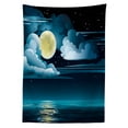 thumbnail image 3 of Ambesonne Night Tablecloth Rectangular Table Cover, Clouds Full Moon Stars, 60"x84", Black Pale Blue Eggshell, 3 of 4