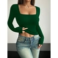 thumbnail image 6 of MOYIKO Square Neck Tops for Women Long Sleeve Slim Fitted Shirts Tight Tees, 6 of 9
