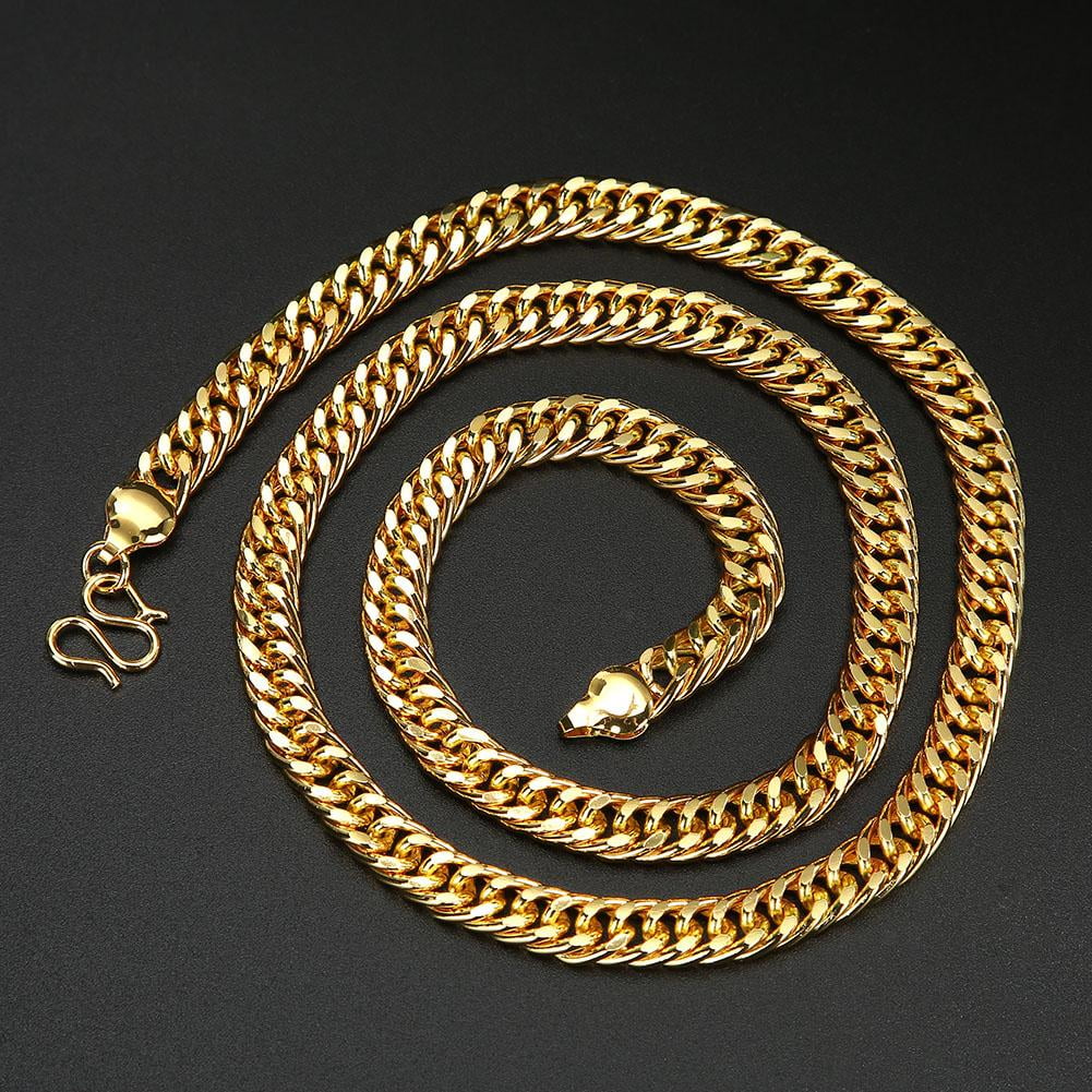 Tebru Basic Chain,Men Exaggerated Basic Simple 18K Gold Plated Necklace Copper Chain Jewelry Accessory , Gold Chain Necklace